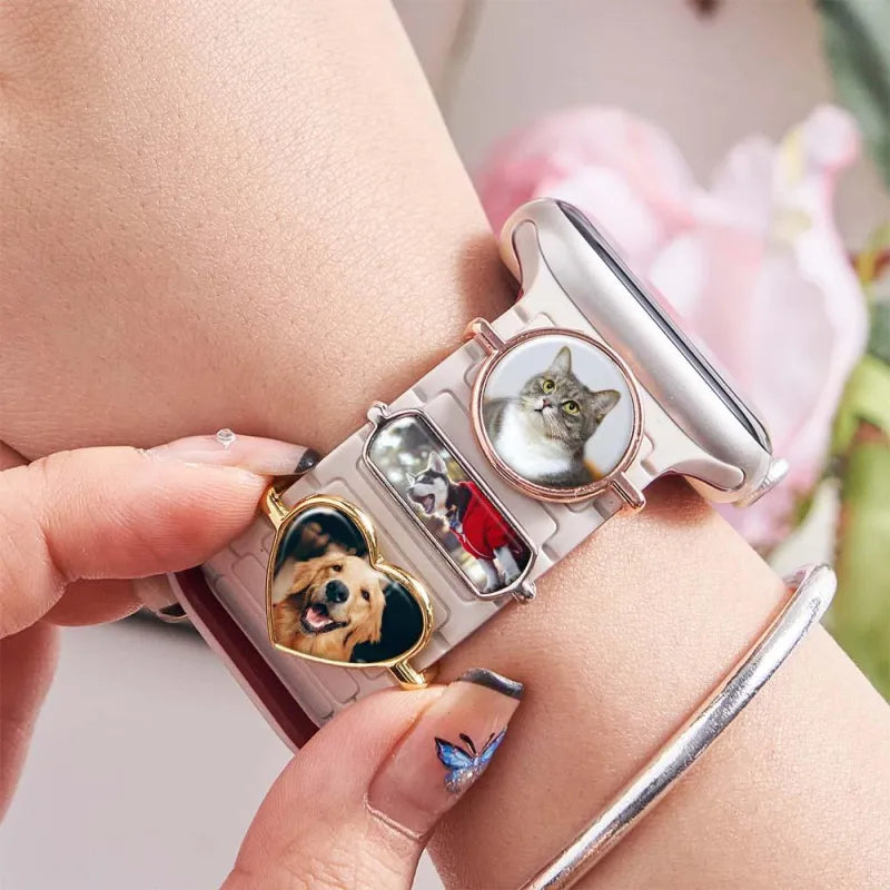 Custom Photo Watch Strap Charm - Personalized Smartwatch Beaded Accessory — product image 2