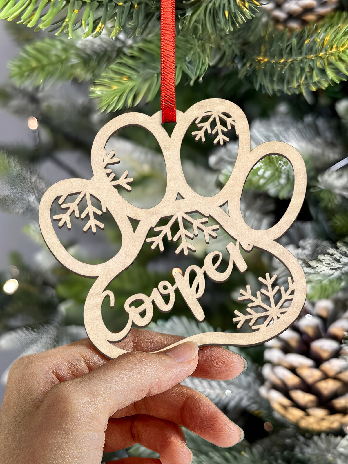 Personalized Name Dog Paw Snowflake Ornaments – Custom Christmas Tree Decorations — product image 4