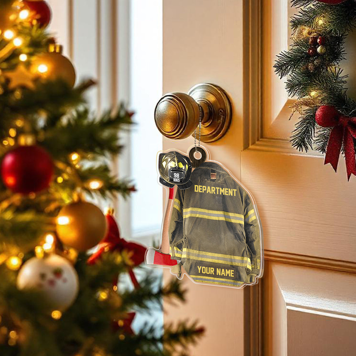 Personalized Firefighter Helmet Armor Ornament with Name Christmas Ornaments Gifts for Fireman — product image 3