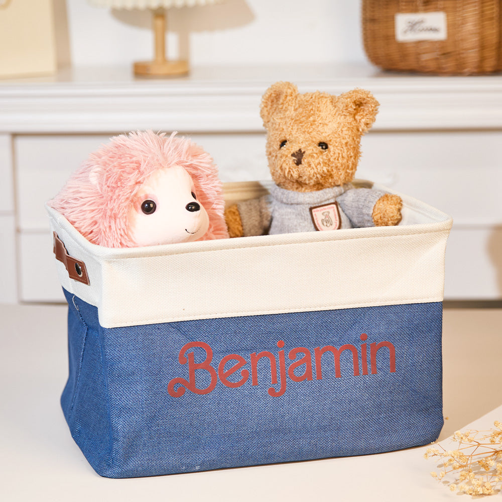 Personalized Storage Basket with Name Toy Bin Linen Organizer Gifts for Children — product image 7