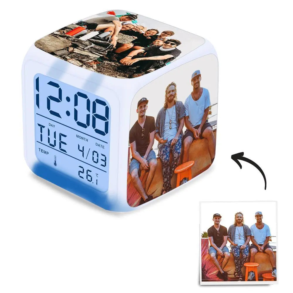 Personalized Colorful Lights Multi-Photo Alarm Clock For Bedroom — product image 5