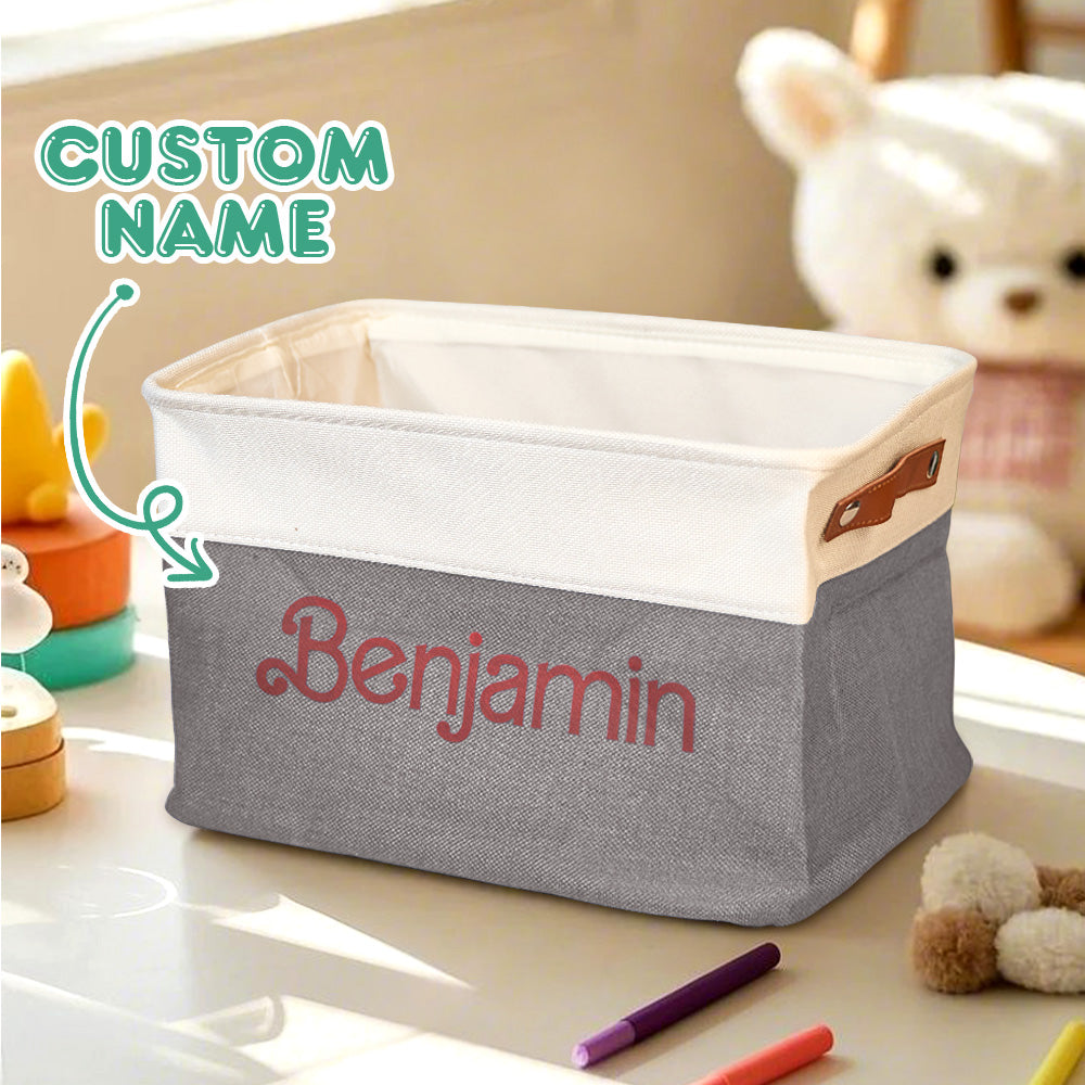 Personalized Storage Basket with Name Toy Bin Linen Organizer Gifts for Children — product image 2