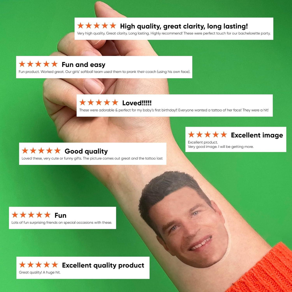 Personalized Custom Photo Tattoo Stickers Unique Temporary Tattoos for Parties — product image 6