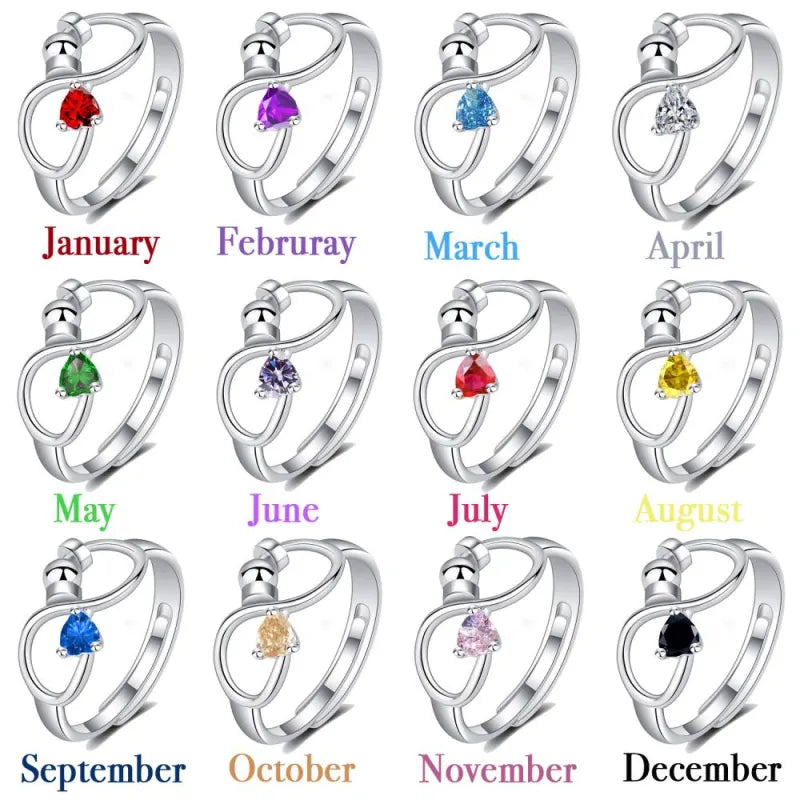 Adjustable Rotating Birthstone Fidget Ring for Women – Anxiety Relief Spinner Ring Birthday Gift — product image 4