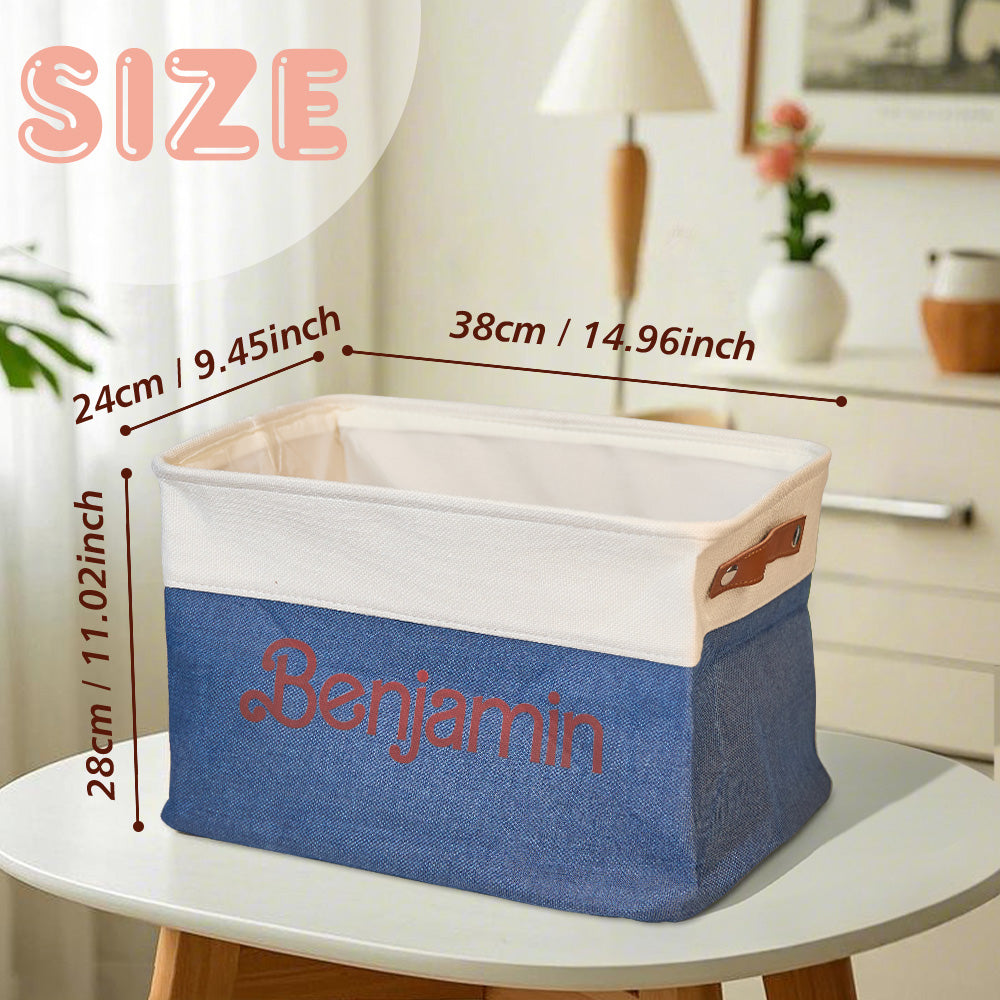 Personalized Storage Basket with Name Toy Bin Linen Organizer Gifts for Children — product image 12