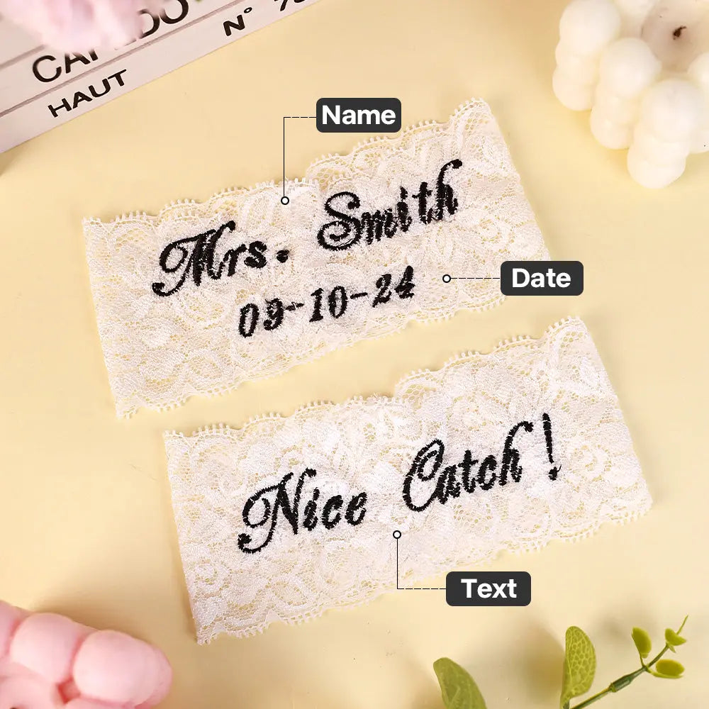 Personalized Wedding Garters Embroidered Bride Keepsake Gift for Bride — product image 7