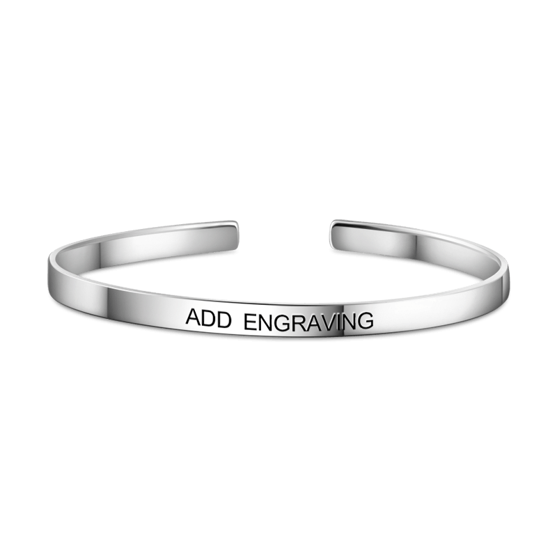 Custom Text Engraved Bangle Women's Cuff Bracelet — product image