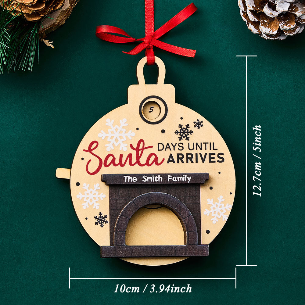 Personalized Christmas Santa in Fireplace Countdown Ornament Days Till Christmas Ornament — product image 6