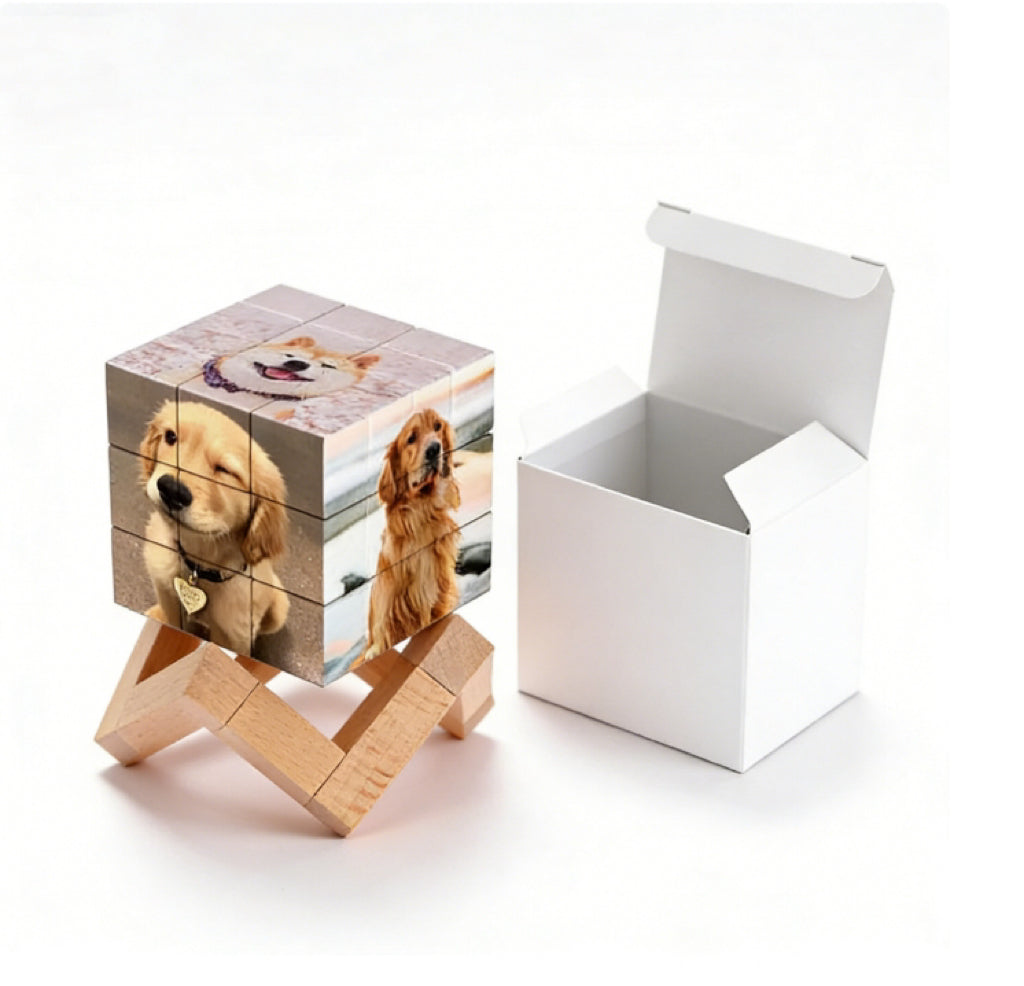Personalised Magic Cube Picture Cube Gift For Dad With Wooden Rubic's Cube Bracket — product image 4