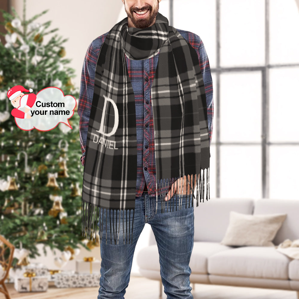Custom Initial Name Fringe Scarf Persoalized Winter Scarves — product image 7