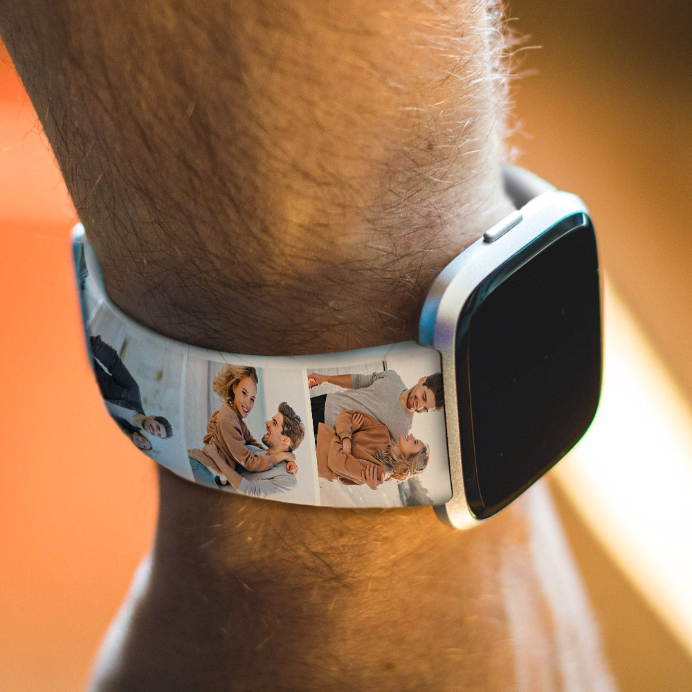 Custom Collage Photo and Name Apple Watch Band Silicone Watch Strap — product image 2