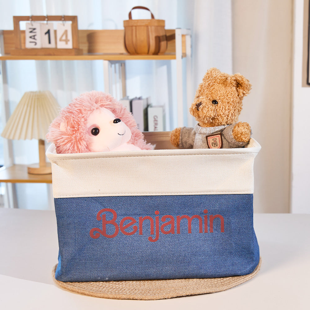 Personalized Storage Basket with Name Toy Bin Linen Organizer Gifts for Children — product image 8