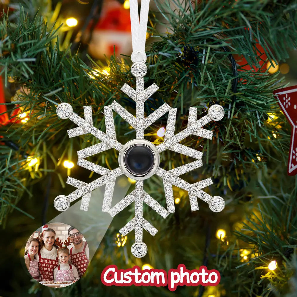 Personalized Projection Ornament Custom Photo Snowflake Christmas Ornament Gifts — product image