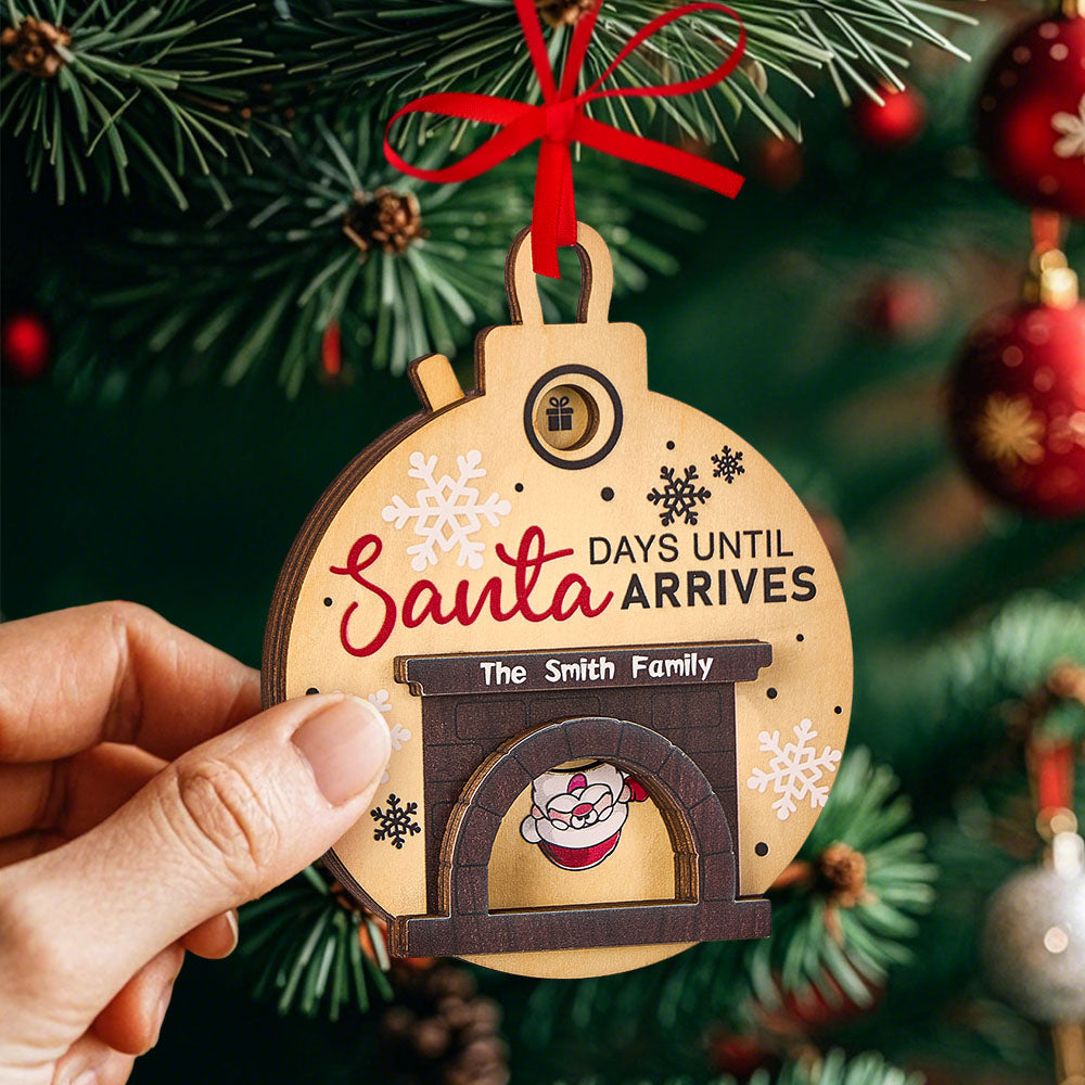 Personalized Christmas Santa in Fireplace Countdown Ornament Days Till Christmas Ornament — product image 2