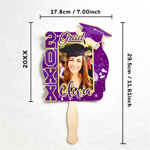2026 Personalized Multicolor Grad Graduation Photo Fan with Name Photo Props Graduation Gift for Graduate — product image 4