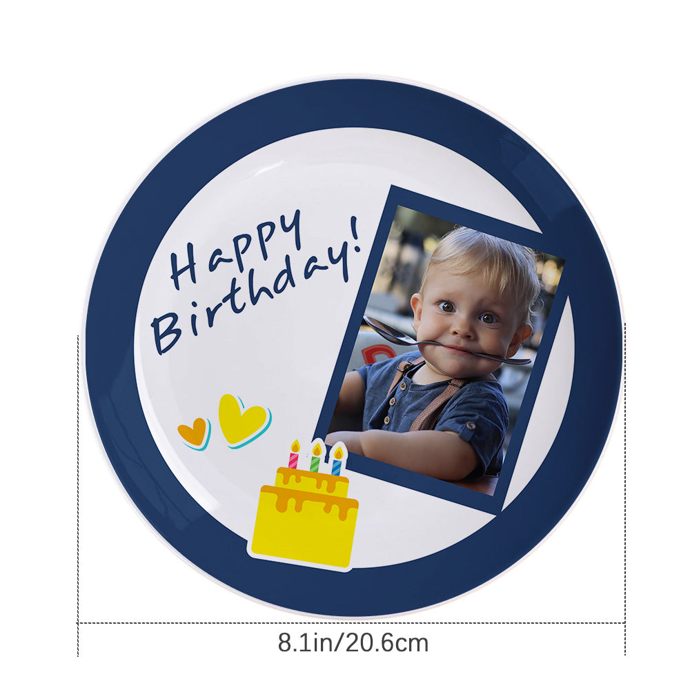 8.1 Inch Custom Photo Happy Birthday Ceramics Dinner Plates For Kids — product image 3