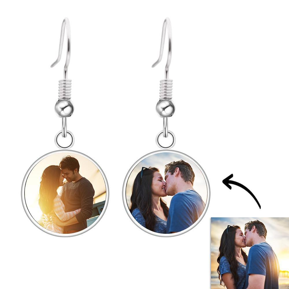 Personalized Photo Drop Earrings Two Photos Unique Jewelry For Women — product image 3