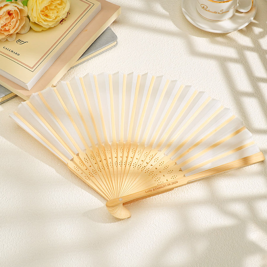 Personalized Bamboo Ribs Fan Wedding Favour Handheld Fan — product image