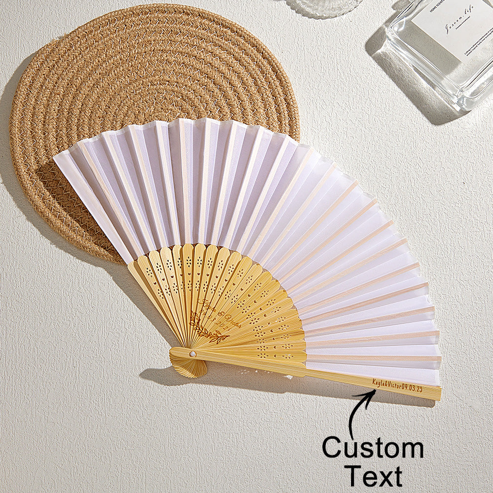 Custom Engraved Bamboo Folding Fan – Add Your Text for Events or Weddings — product image 4