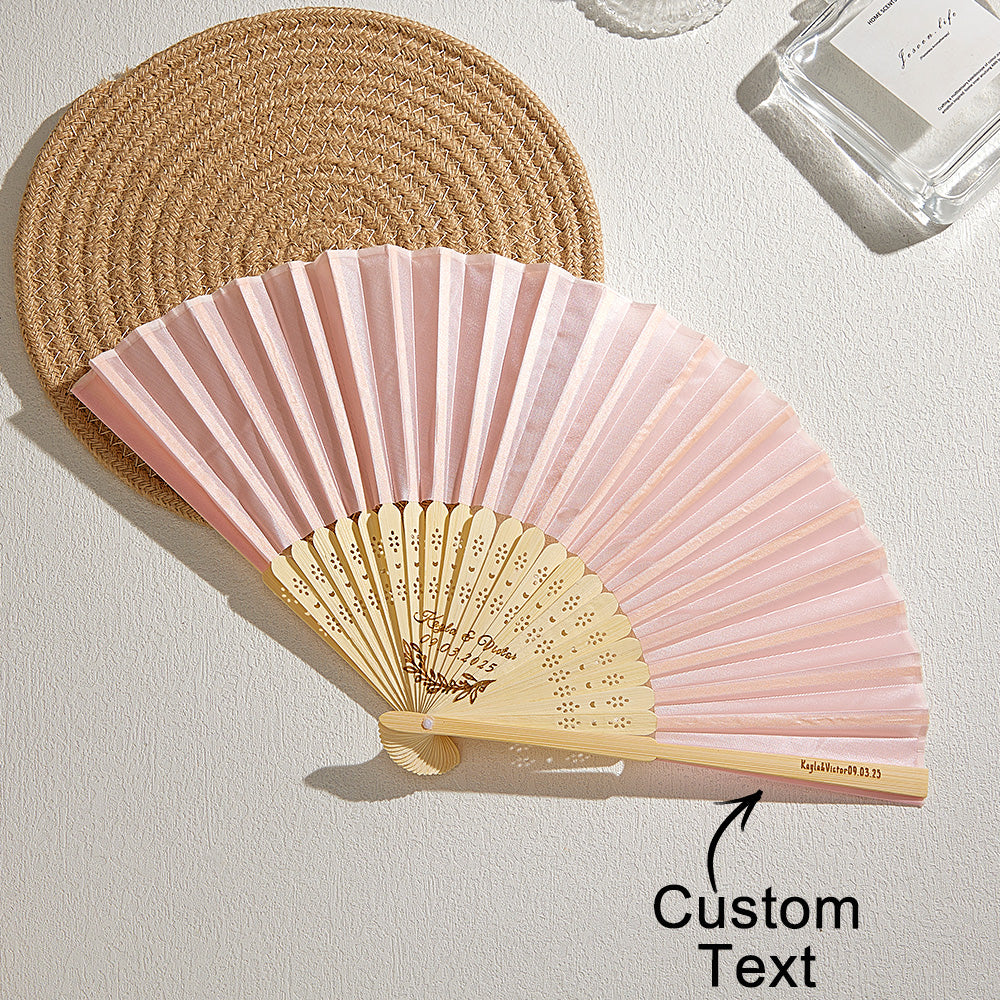Custom Engraved Bamboo Folding Fan – Add Your Text for Events or Weddings — product image 3