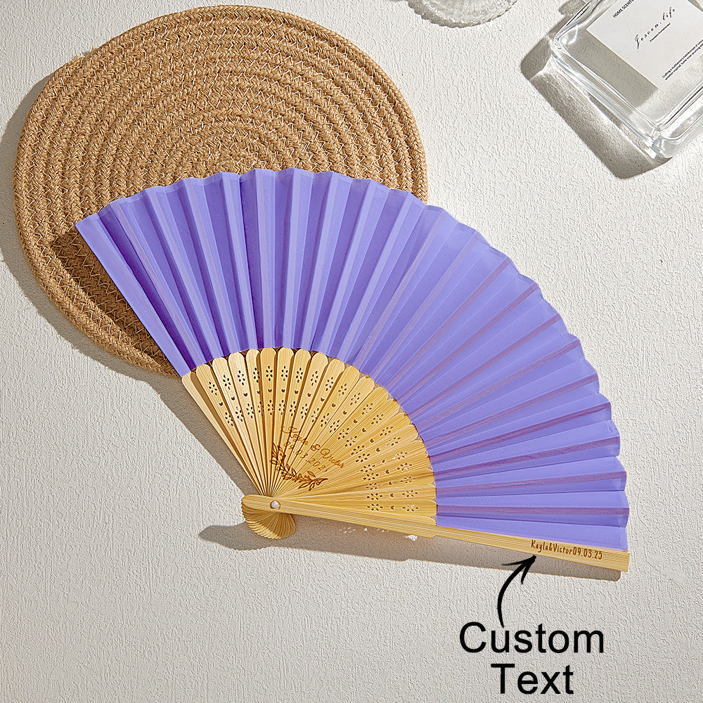 Custom Engraved Bamboo Folding Fan – Add Your Text for Events or Weddings — product image