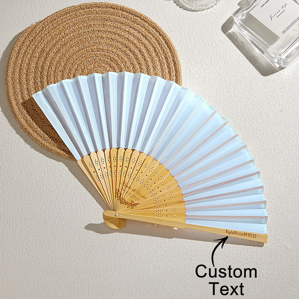 Custom Engraved Bamboo Folding Fan – Add Your Text for Events or Weddings — product image 2