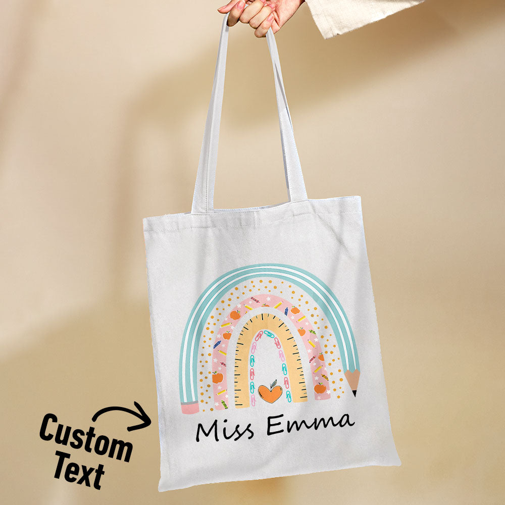 Personalized Teacher Tote Bag Boho Rainbow Tote Bag Gift For Teacher — product image