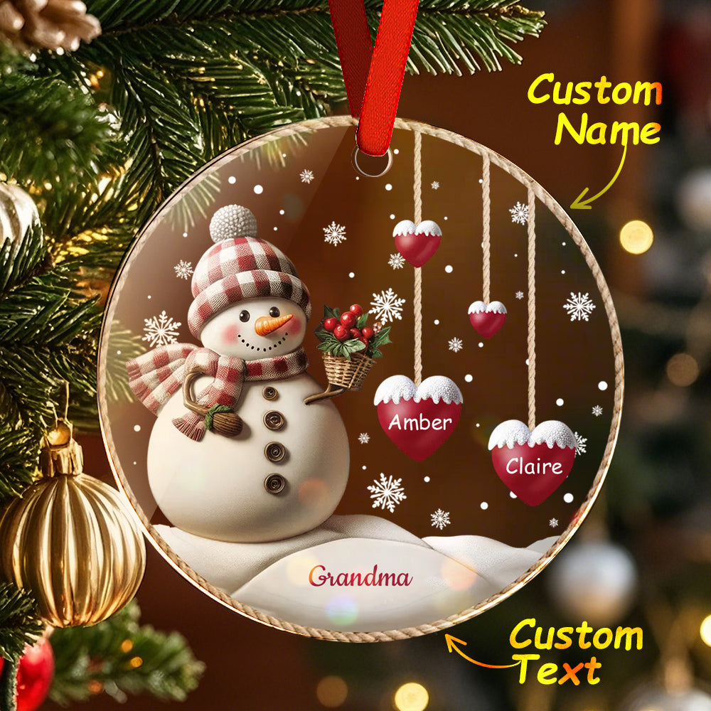 Custom Name Snowman Acrylic Ornament – Personalized Round Christmas Tree Decoration — product image 2