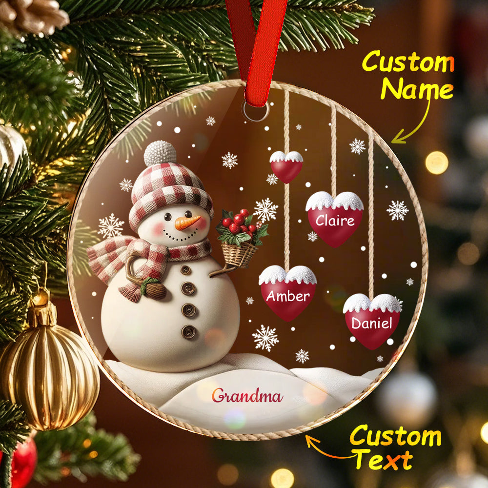 Custom Name Snowman Acrylic Ornament – Personalized Round Christmas Tree Decoration — product image 3