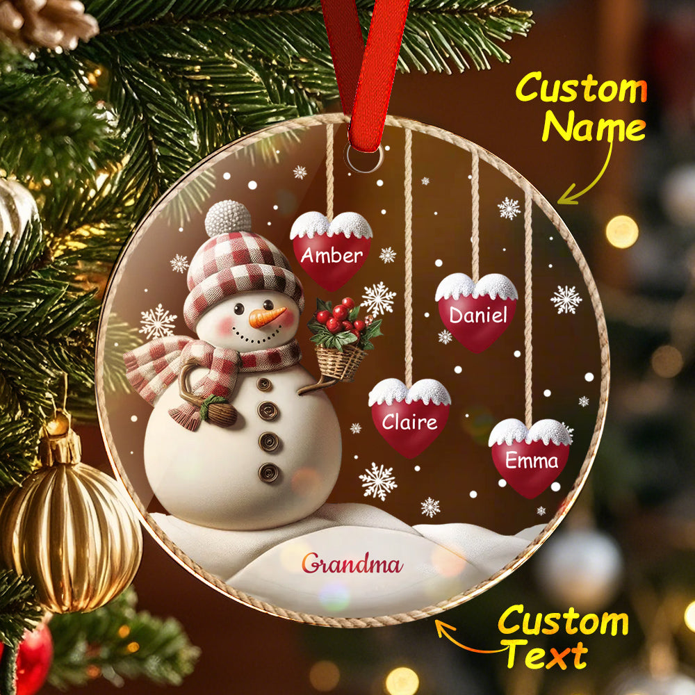 Custom Name Snowman Acrylic Ornament – Personalized Round Christmas Tree Decoration — product image 4