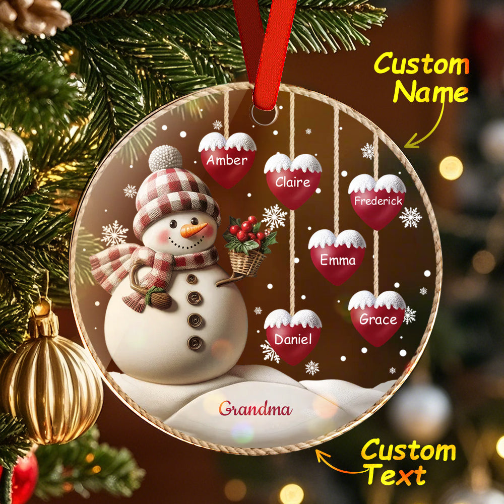 Custom Name Snowman Acrylic Ornament – Personalized Round Christmas Tree Decoration — product image 6