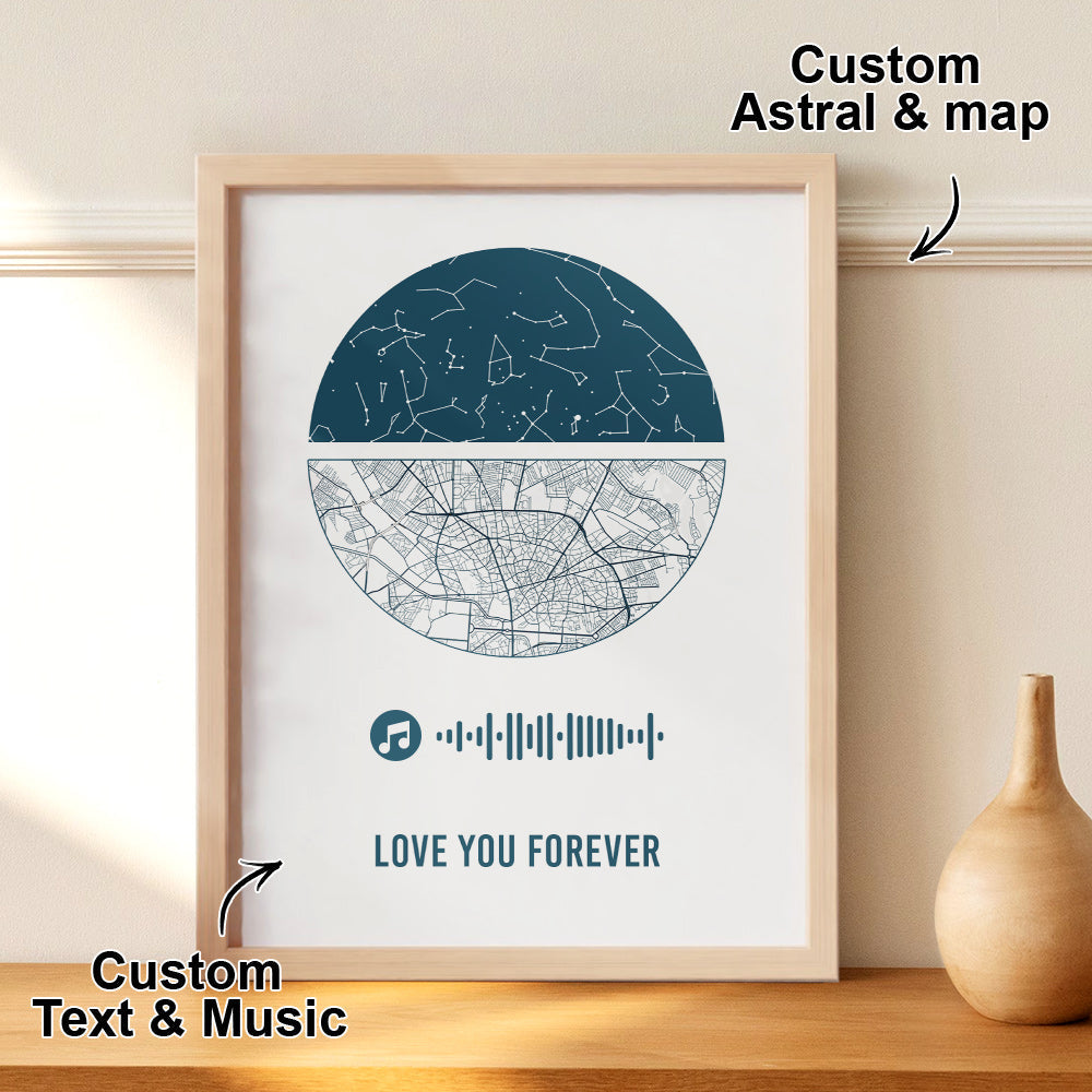 Custom Music Frame Custom Night Sky and Map Gift Anniversary Gift for Lover Wedding Gift — product image 2