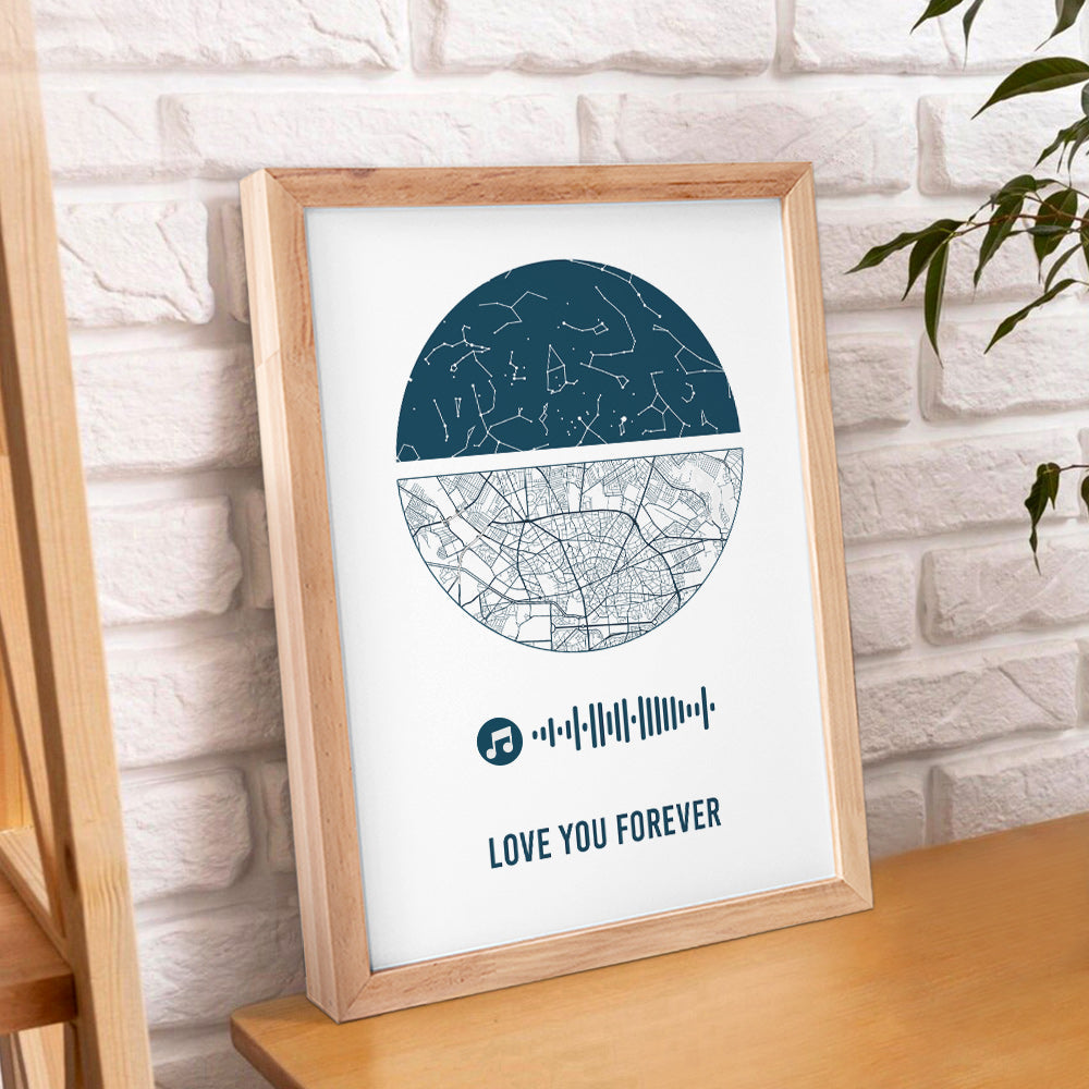 Custom Music Frame Custom Night Sky and Map Gift Anniversary Gift for Lover Wedding Gift — product image 3