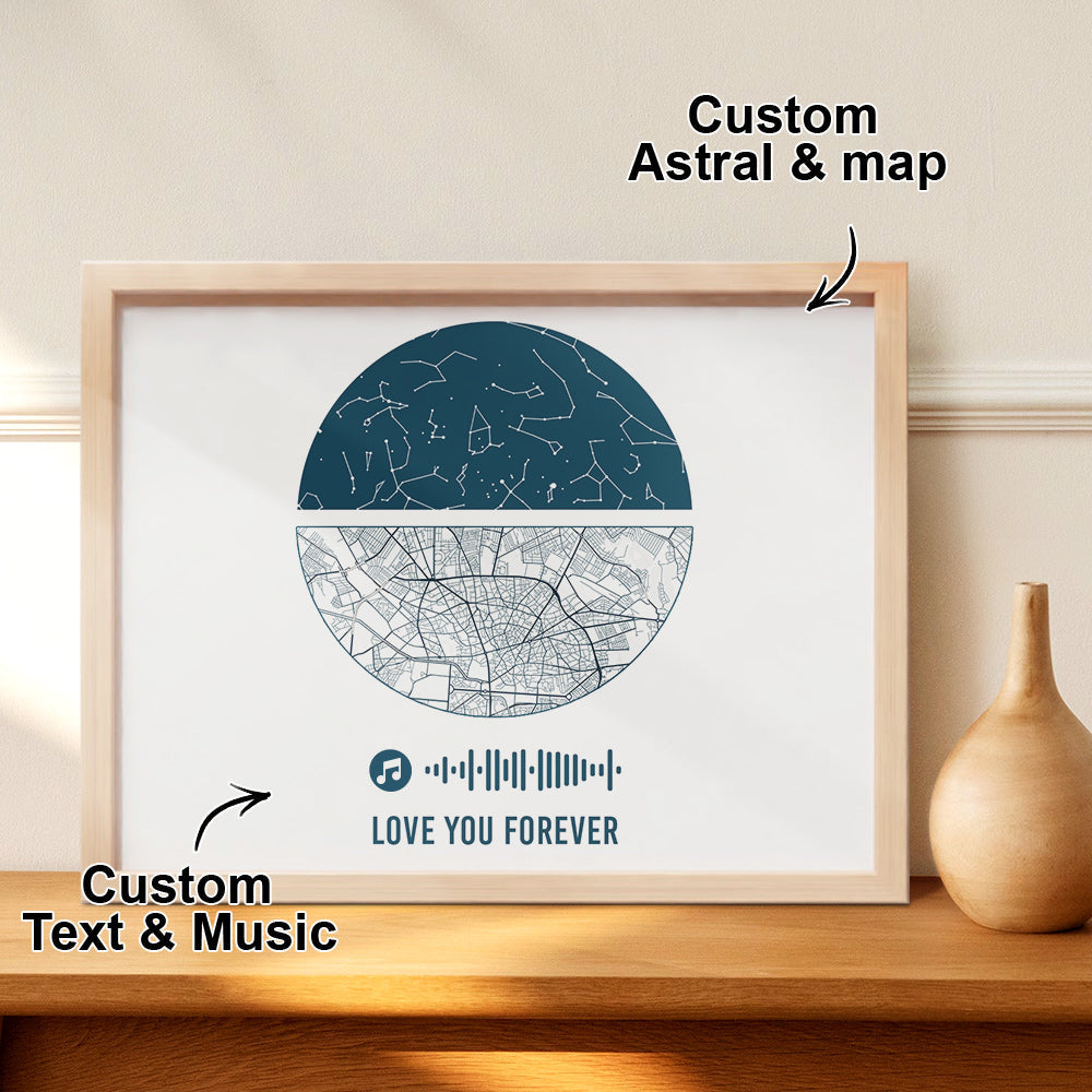 Custom Music Frame Custom Night Sky and Map Gift Anniversary Gift for Lover Wedding Gift — product image 4