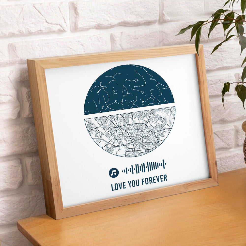Custom Music Frame Custom Night Sky and Map Gift Anniversary Gift for Lover Wedding Gift — product image 5
