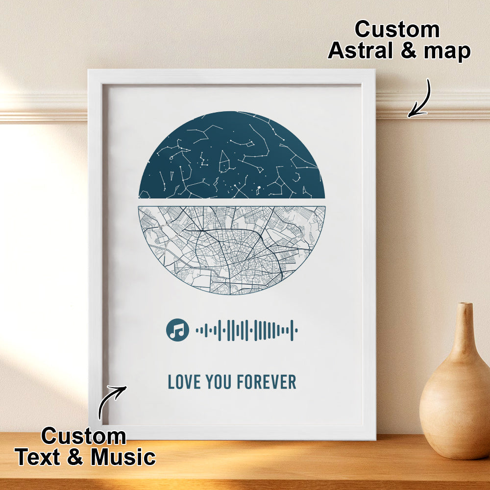 Custom Music Frame Custom Night Sky and Map Gift Anniversary Gift for Lover Wedding Gift — product image 7