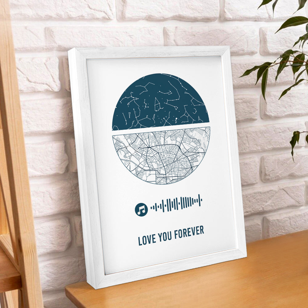 Custom Music Frame Custom Night Sky and Map Gift Anniversary Gift for Lover Wedding Gift — product image 8