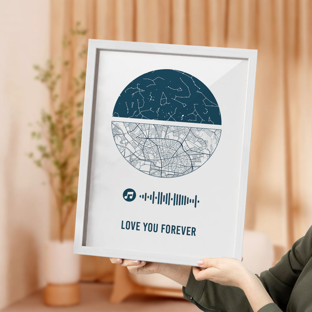 Custom Music Frame Custom Night Sky and Map Gift Anniversary Gift for Lover Wedding Gift — product image 9
