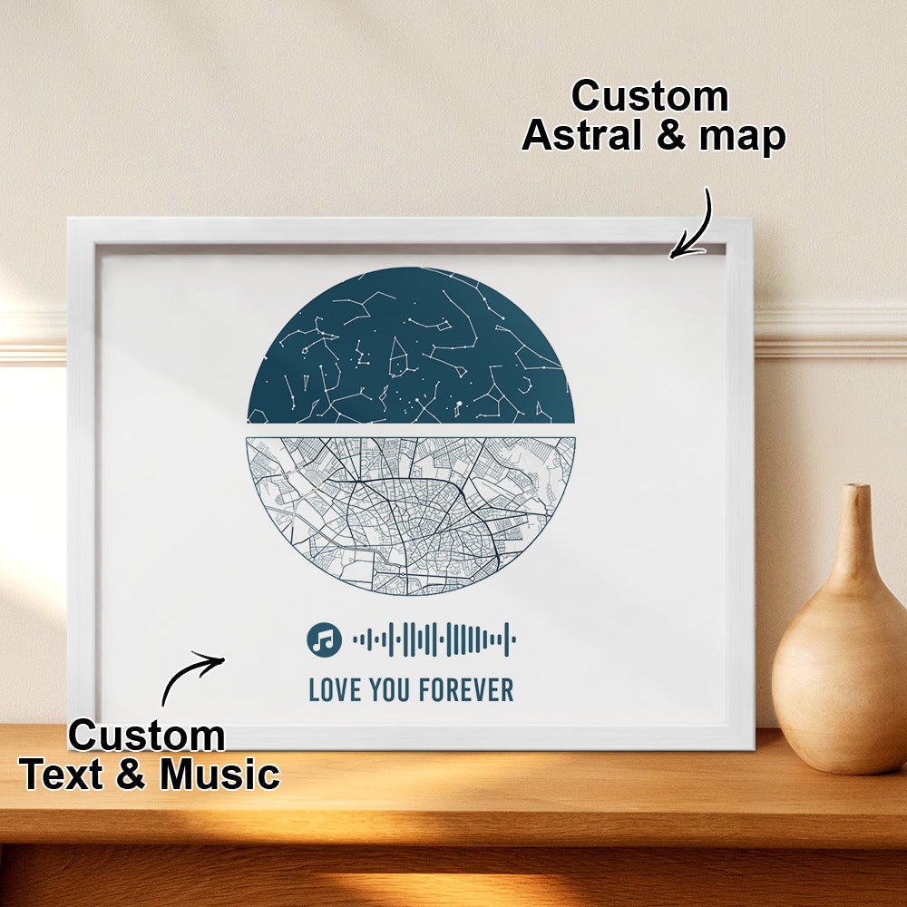 Custom Music Frame Custom Night Sky and Map Gift Anniversary Gift for Lover Wedding Gift — product image 10