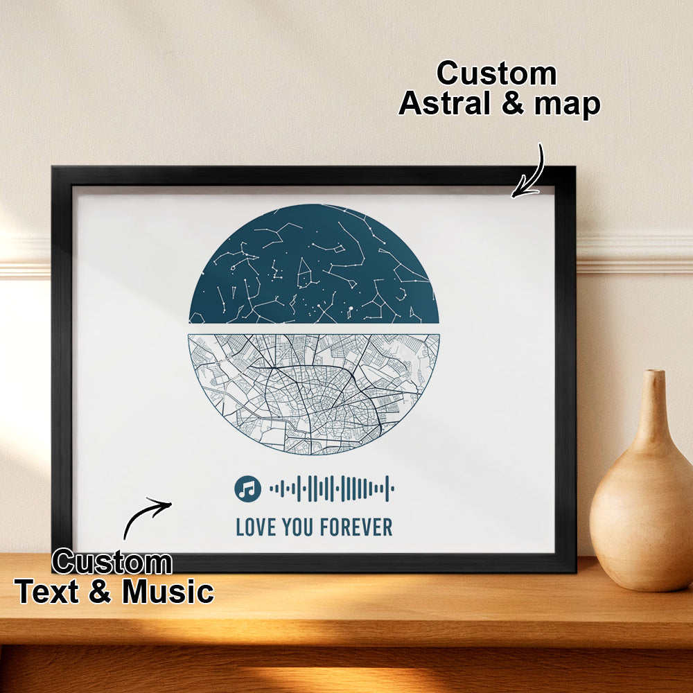 Custom Music Frame Custom Night Sky and Map Gift Anniversary Gift for Lover Wedding Gift — product image 13