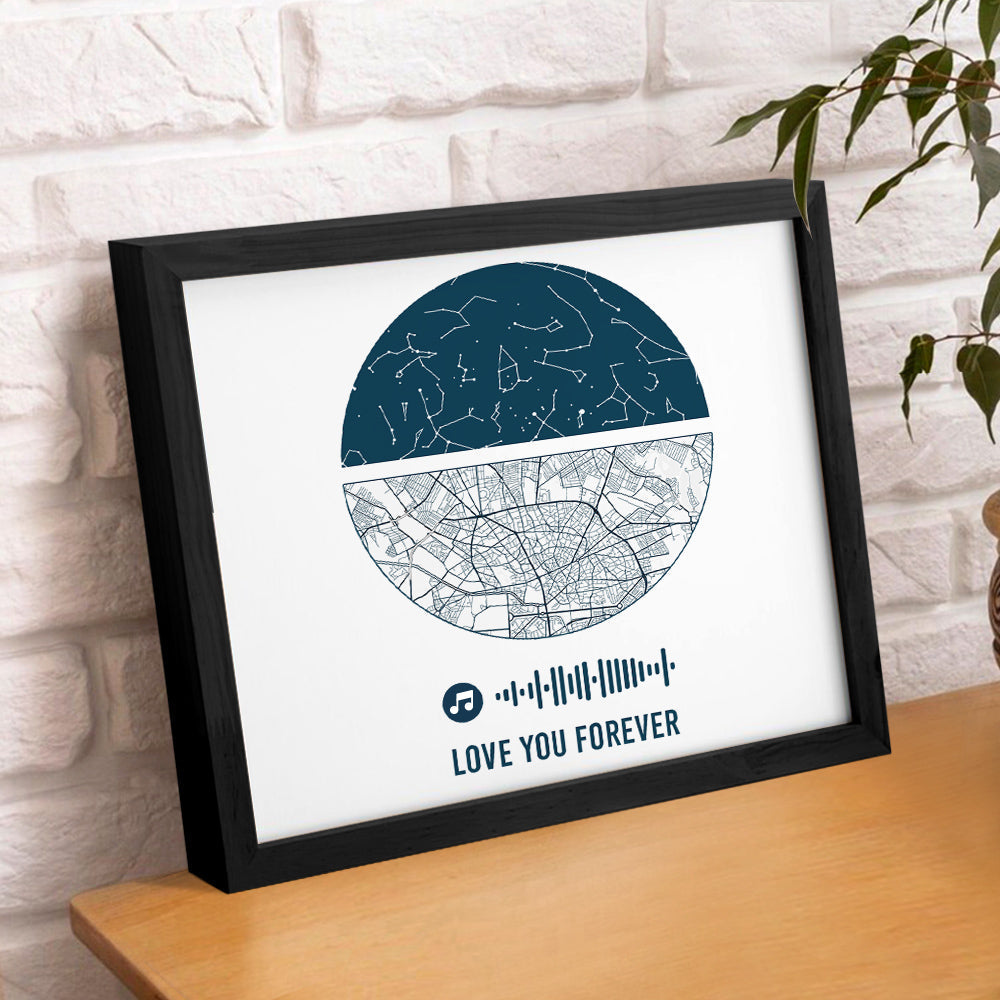 Custom Music Frame Custom Night Sky and Map Gift Anniversary Gift for Lover Wedding Gift — product image 14