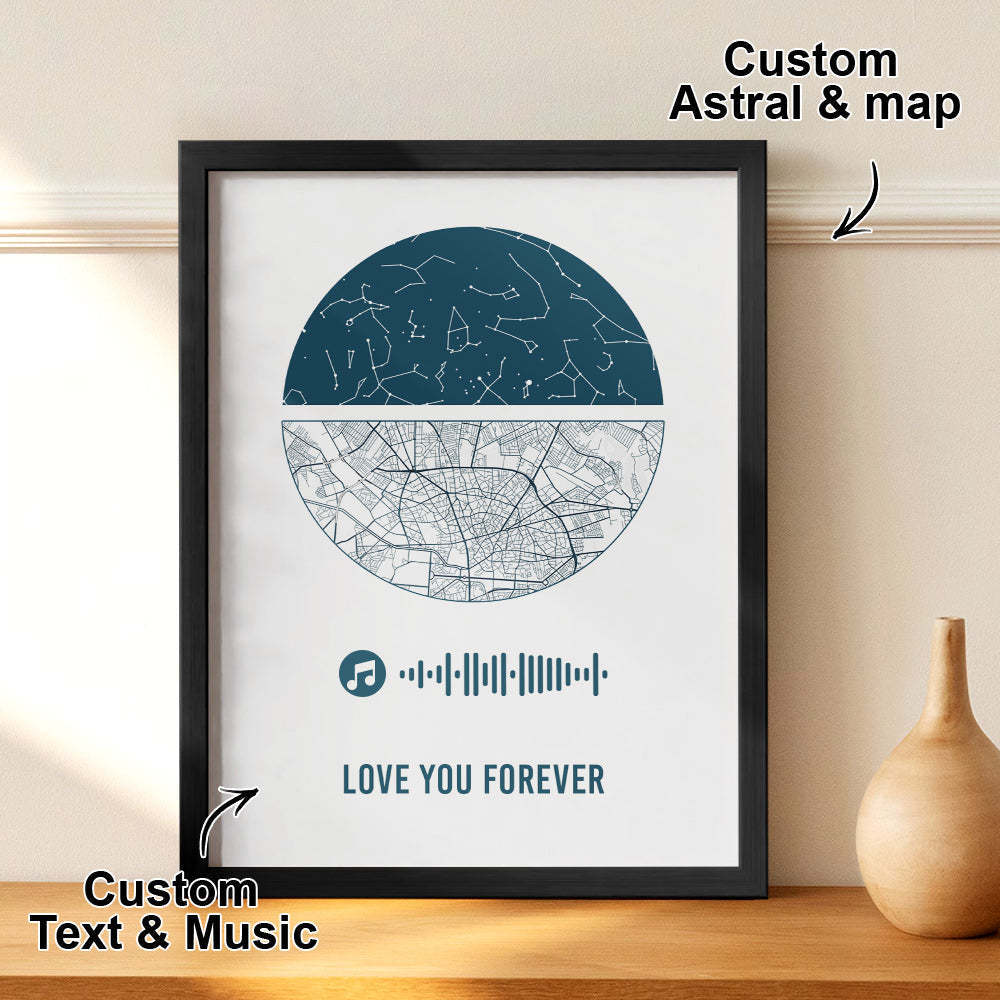 Custom Music Frame Custom Night Sky and Map Gift Anniversary Gift for Lover Wedding Gift — product image 16