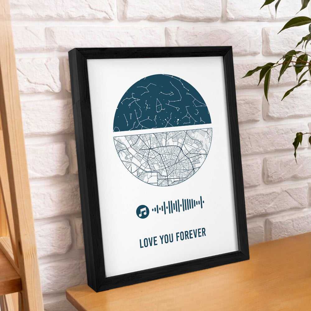 Custom Music Frame Custom Night Sky and Map Gift Anniversary Gift for Lover Wedding Gift — product image 17