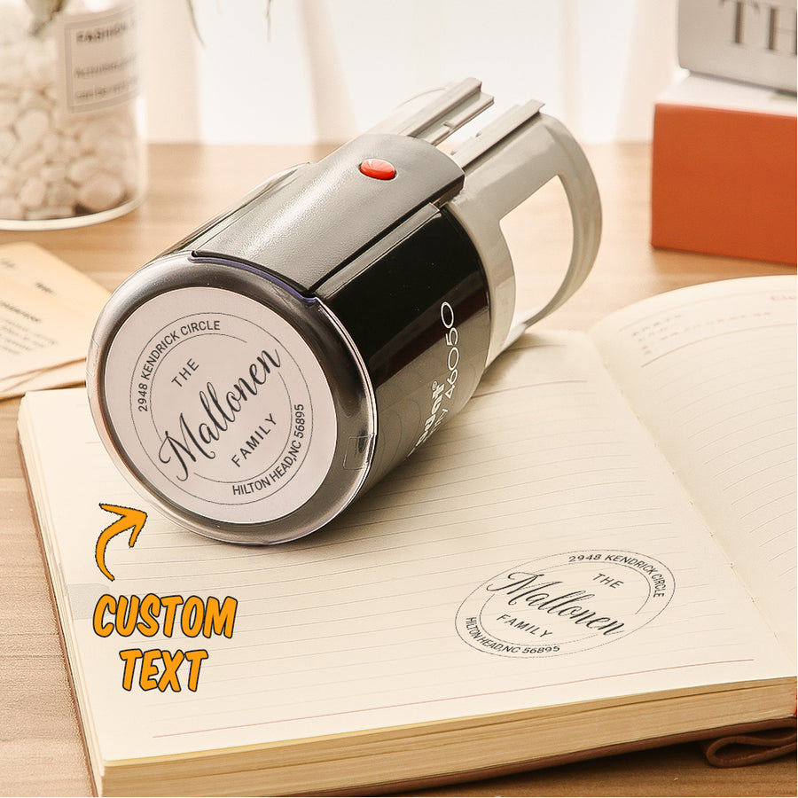 Custom Family Address Stamp Round Self Inking Stamp for Wedding — product image