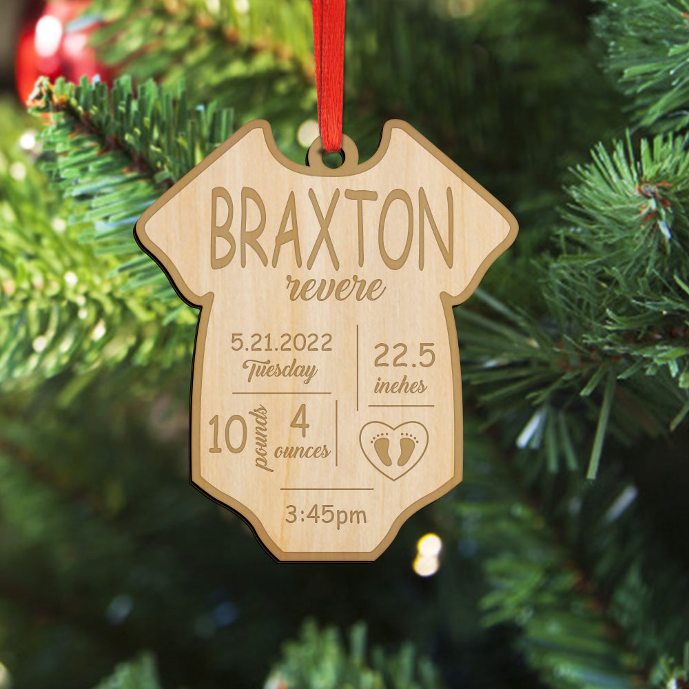 Personalized Baby Birth Stat Ornaments Gift for Baby's First Christmas — product image