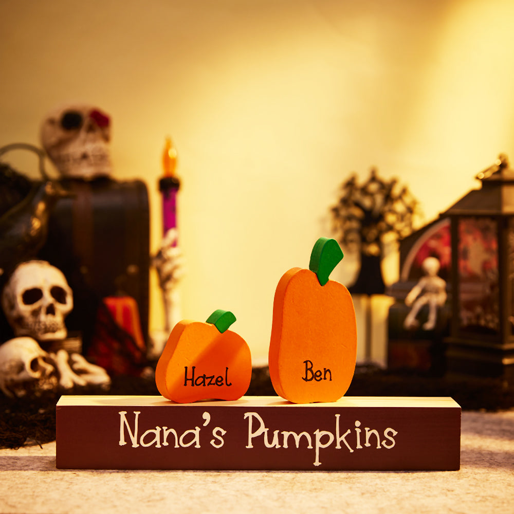 Custom Name Pumpkin Ornaments with Wooden Base – Personalized Halloween Gift — product image 2