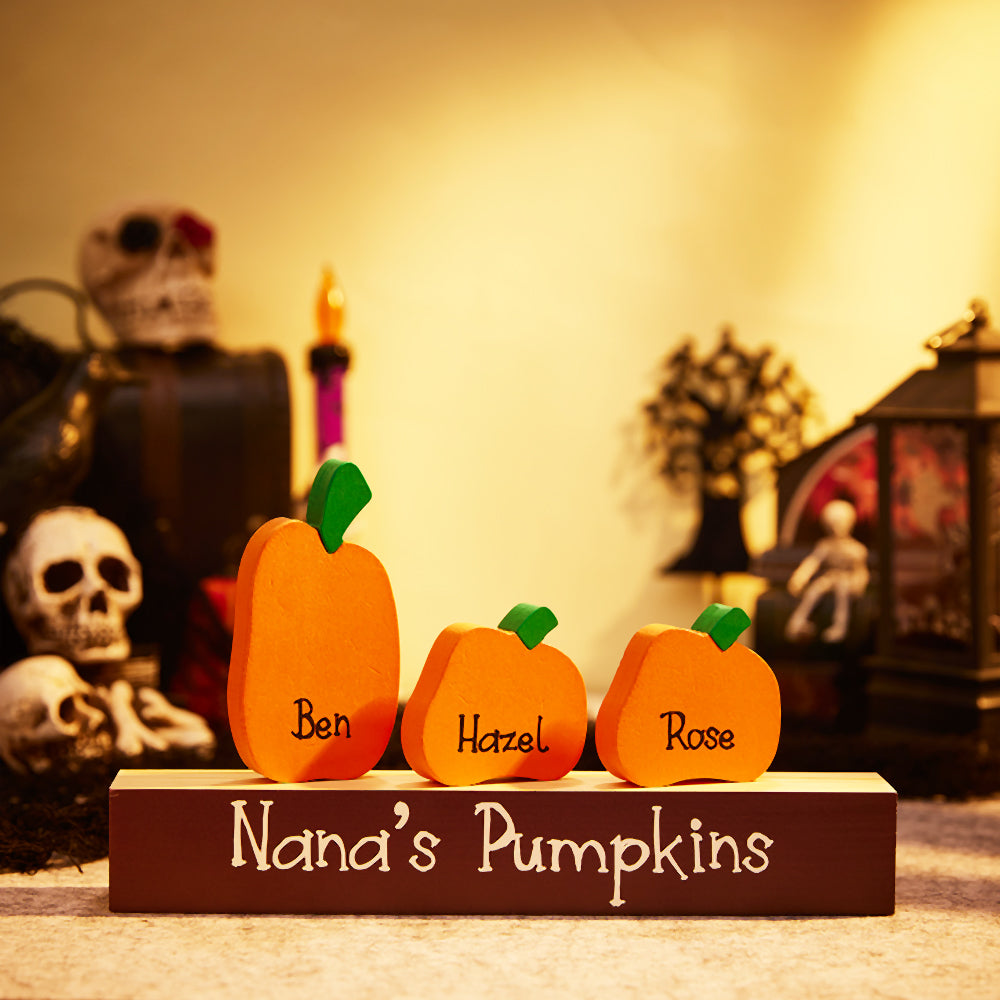 Custom Name Pumpkin Ornaments with Wooden Base – Personalized Halloween Gift — product image 3