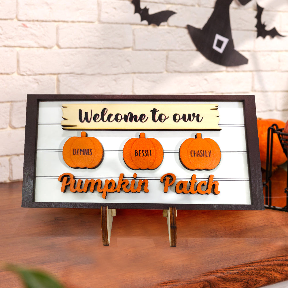 Custom Name Pumpkin Wooden Display Welcome to Our Pumpkin Patch Personalized Halloween Gift — product image 4