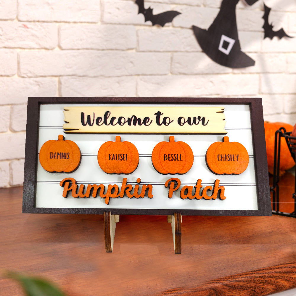 Custom Name Pumpkin Wooden Display Welcome to Our Pumpkin Patch Personalized Halloween Gift — product image 5