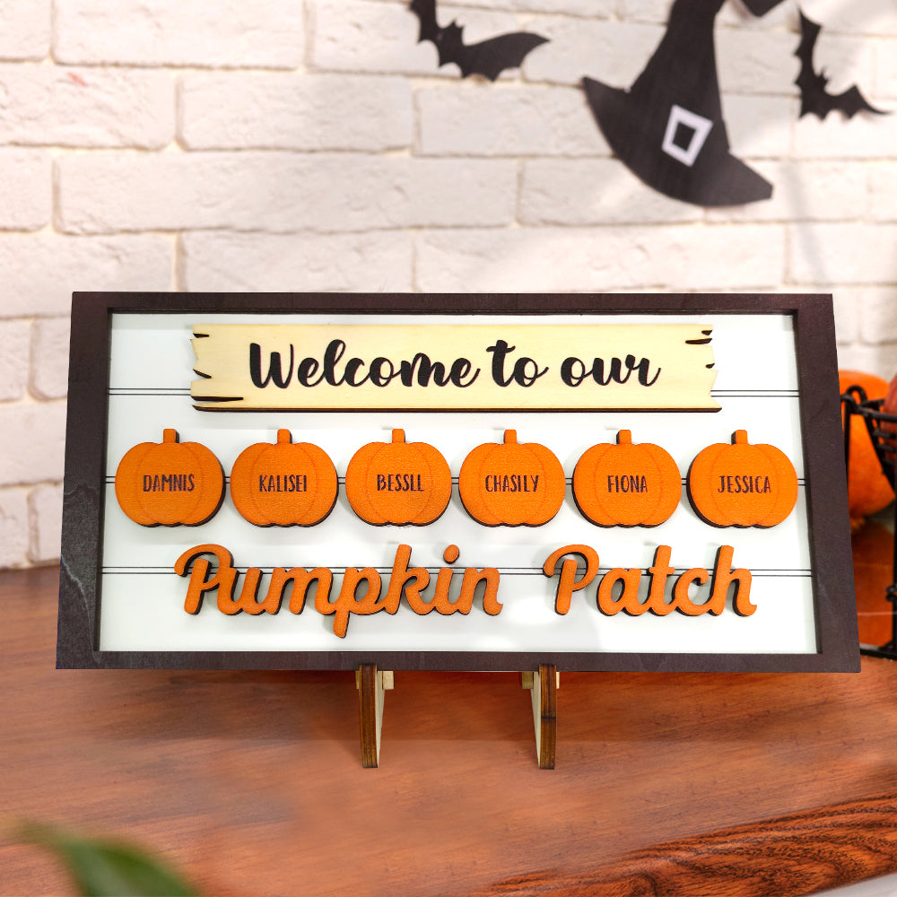Custom Name Pumpkin Wooden Display Welcome to Our Pumpkin Patch Personalized Halloween Gift — product image 6